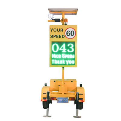 100 Watt Solar Portable Radar Detect Speed 4 Line Display Sign Trailer