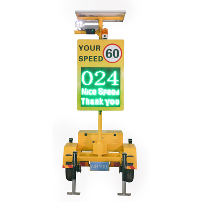 Portable Traffic Radar Speed Tailer With 100watt Solar Panel