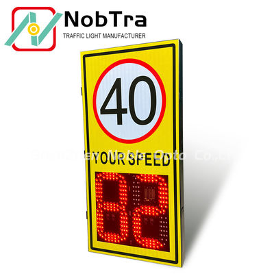 Solar 12V Or AC 220V Powder-coated Steel Good Visibility Traffic Speed Limit Display Two Digit Radar Speed Sign Traffic Detector