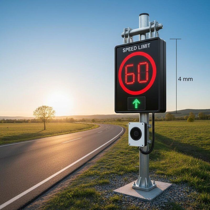 2.5 to 4 Meters Install Height Digital Speed Limit Signs With Mounting Brackets Radar Detection Distance 200 Meters Ideal For Traffic Control