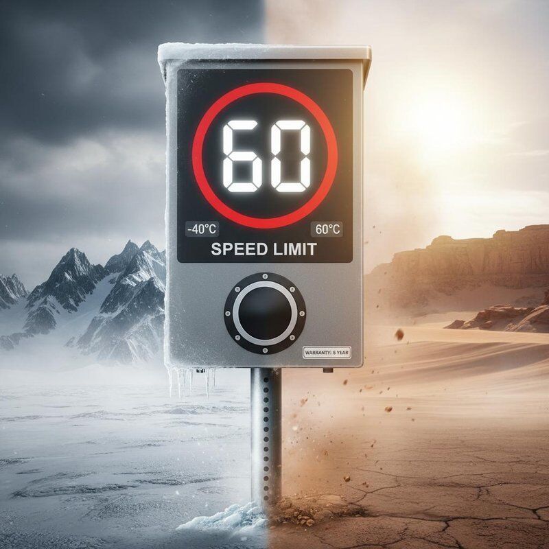 Integrated Radar Digital Speed Limit Signs Designed for Extreme Temperatures Minus 40 to 60 Degrees Celsius With One Year